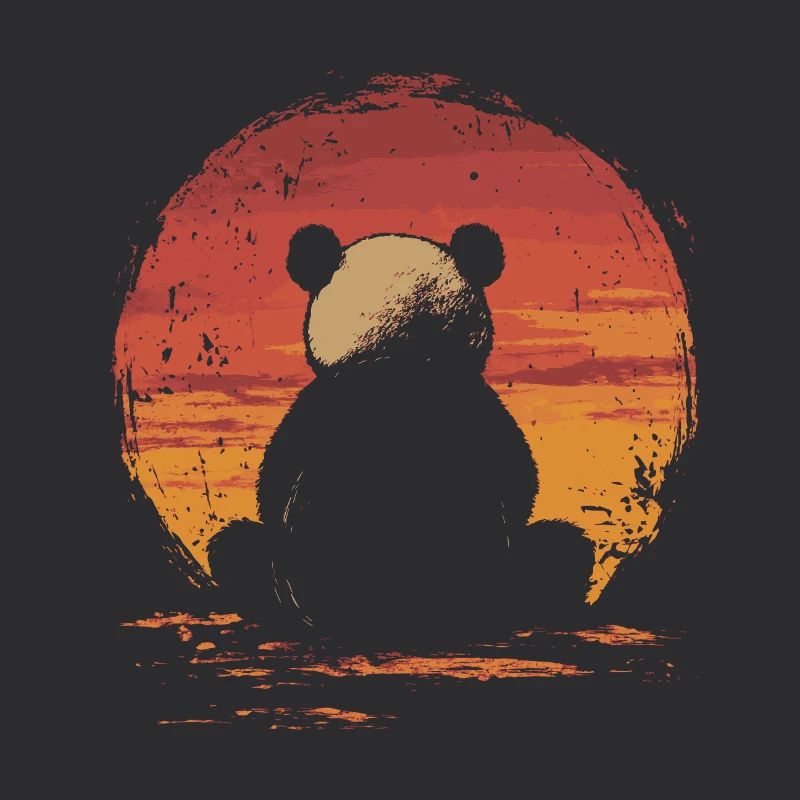 Panda vintage coucher de soleil