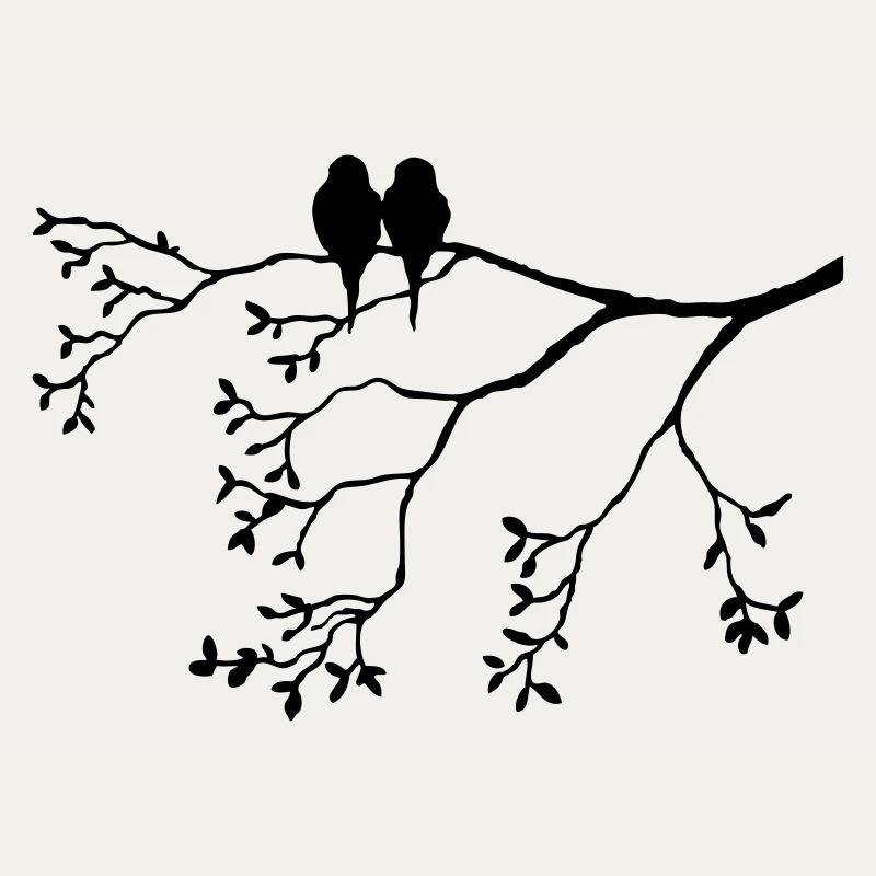 Vogelpaar on thin branch