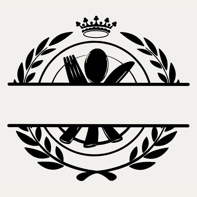Logo du menu de couverts avec couronne