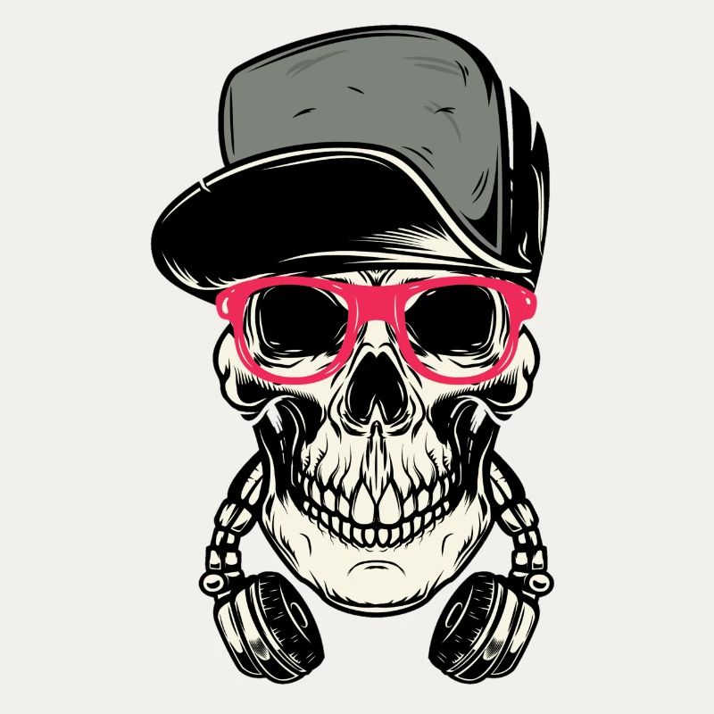 Crâne de DJ avec un casque