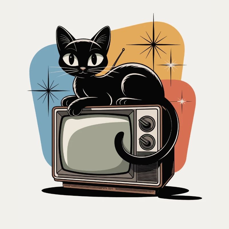 Atomique ère rétro chat vintage TV 50s 60s
