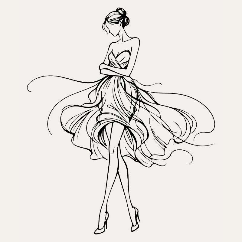 Silhouette fluide en robe de soirée