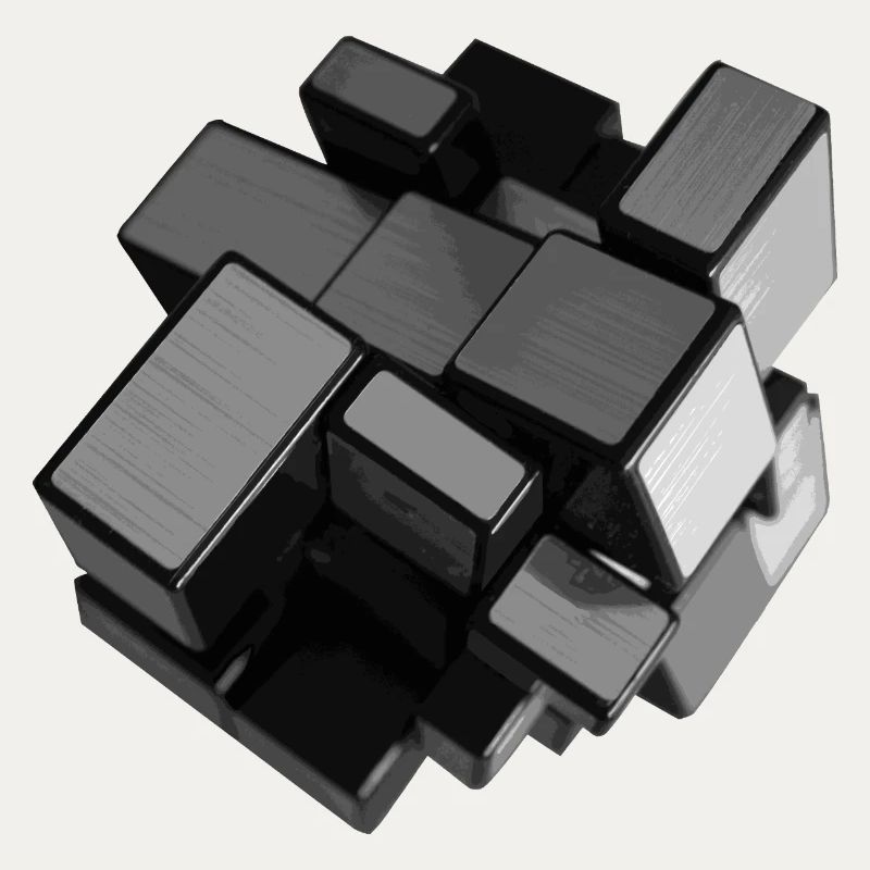 cube déstructuré gris argent en perspective