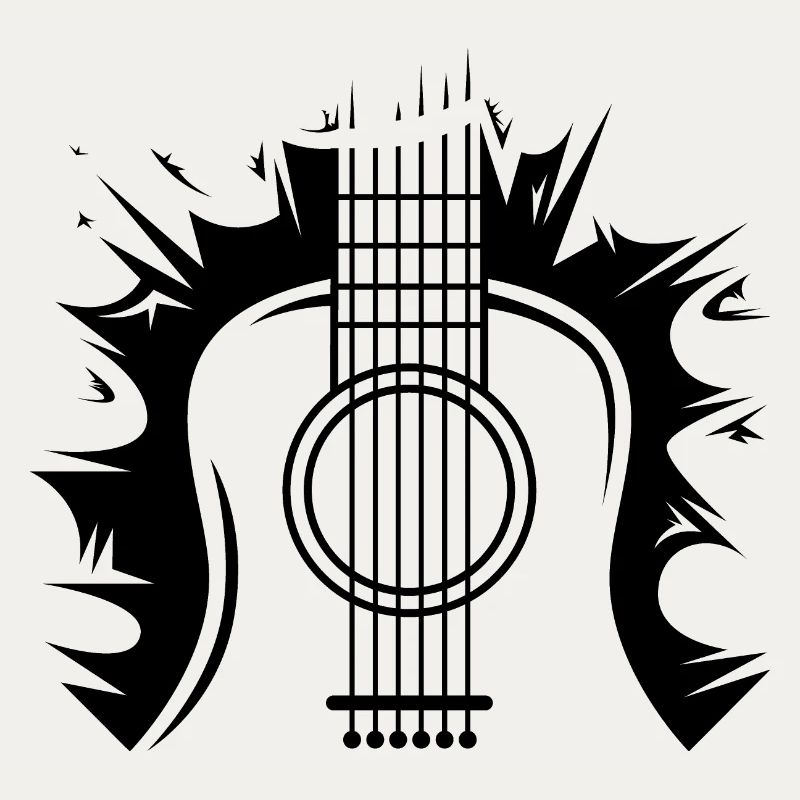 Icône d’illustration de logo d’explosion de guitare
