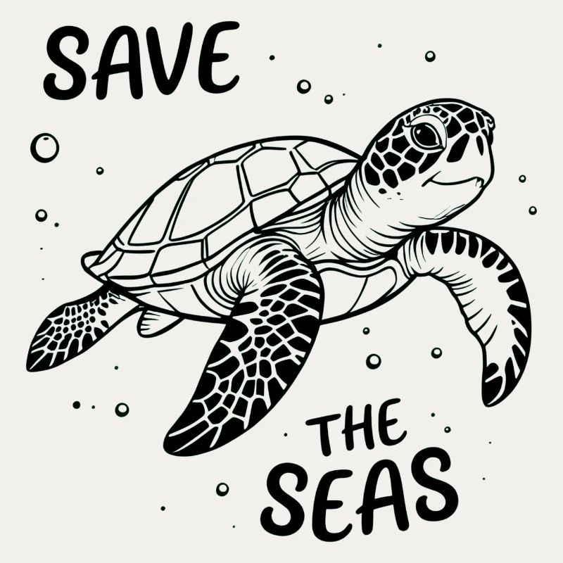Minimalist Turtle – Save The Seas