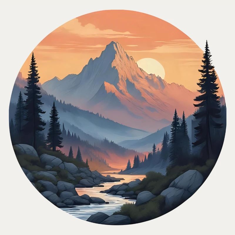 Mountain Landscape at Sunset