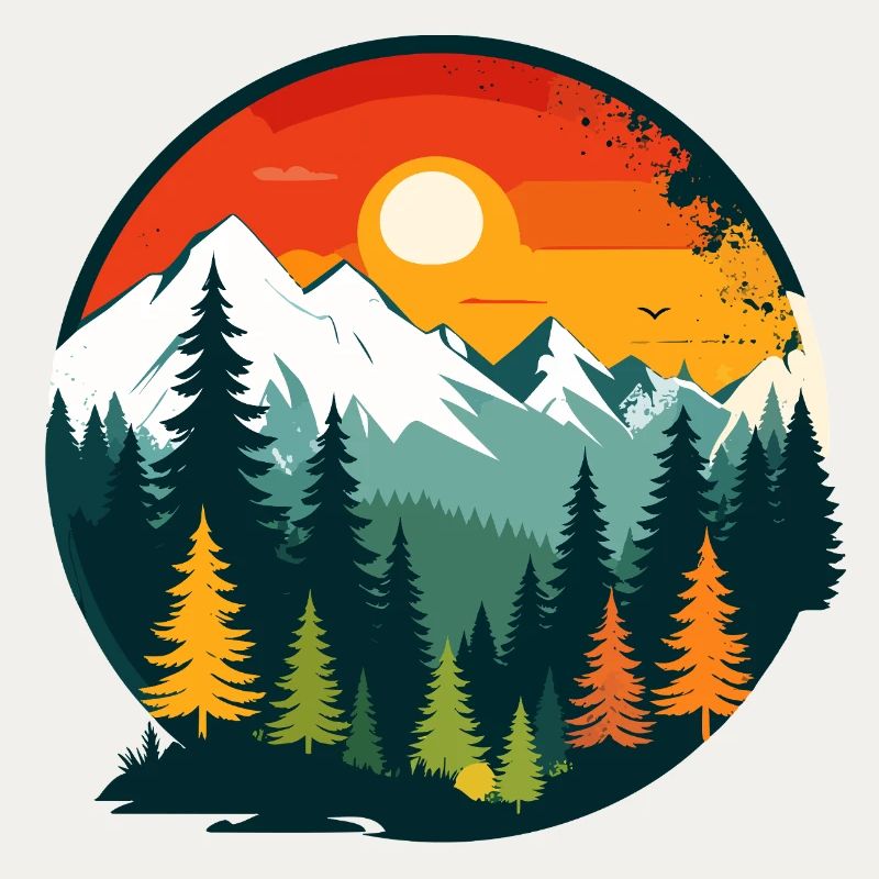 Mountains Forest Mountains Panoramic View Nature Circle Motif