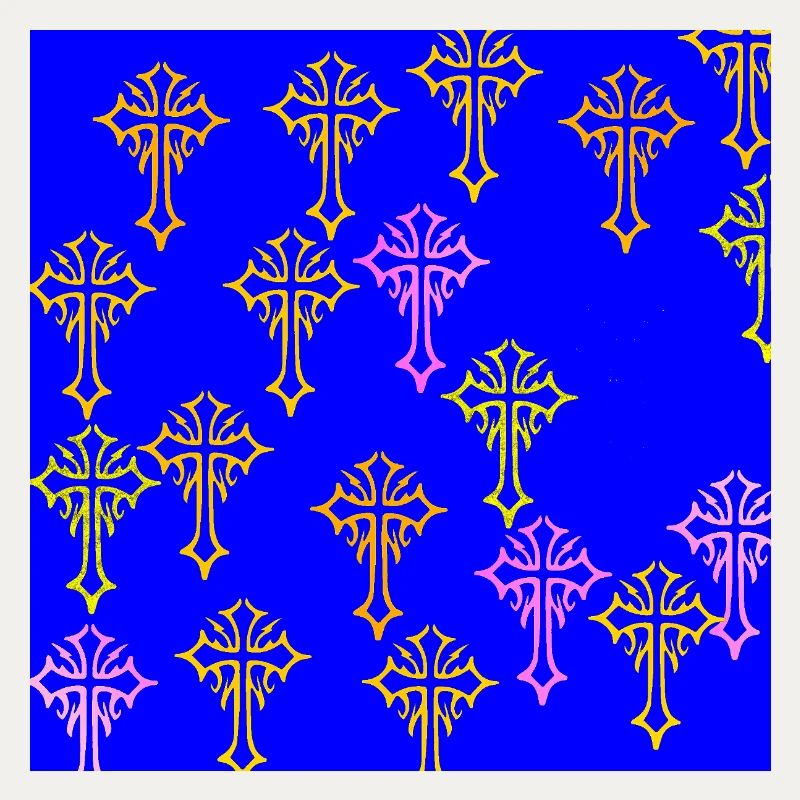Neon Cross Pattern on Cobalt Blue