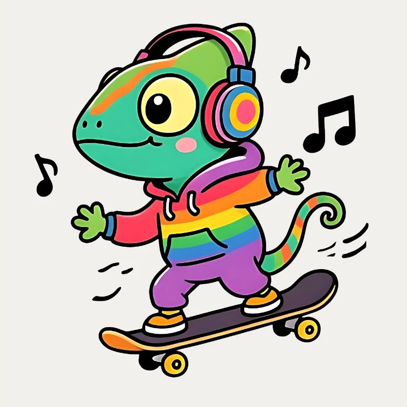 Rainbow Chameleon on Skate