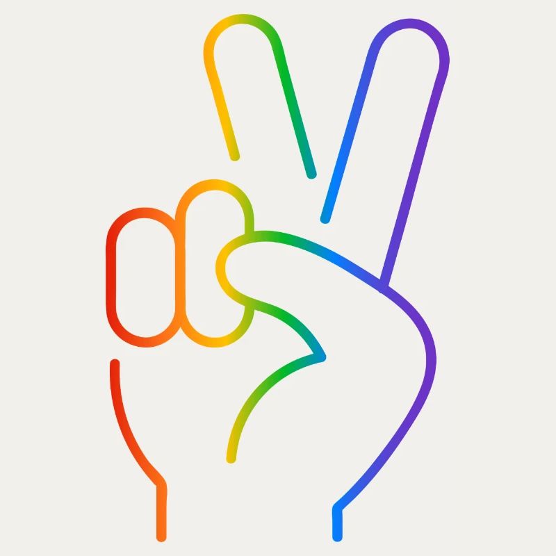 Peace-Zeichen 2 Finger Regenbogen