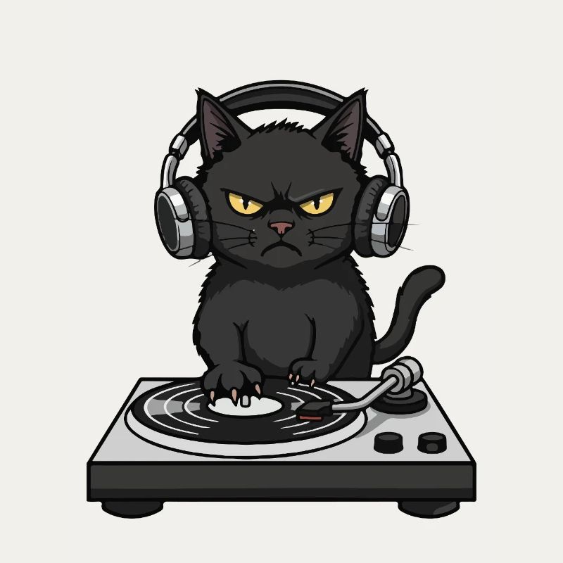 Turntable Cat Chat DJ Vinyle
