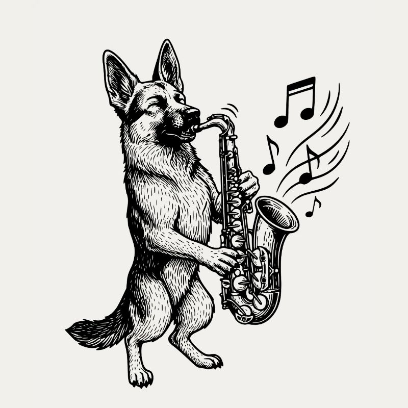 Saxophon Deutscher Schäferhund Kunst