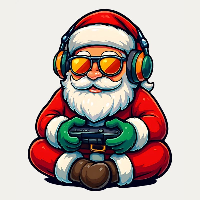 Gamer Weihnachtsmann Spielt Videospiel-Controller