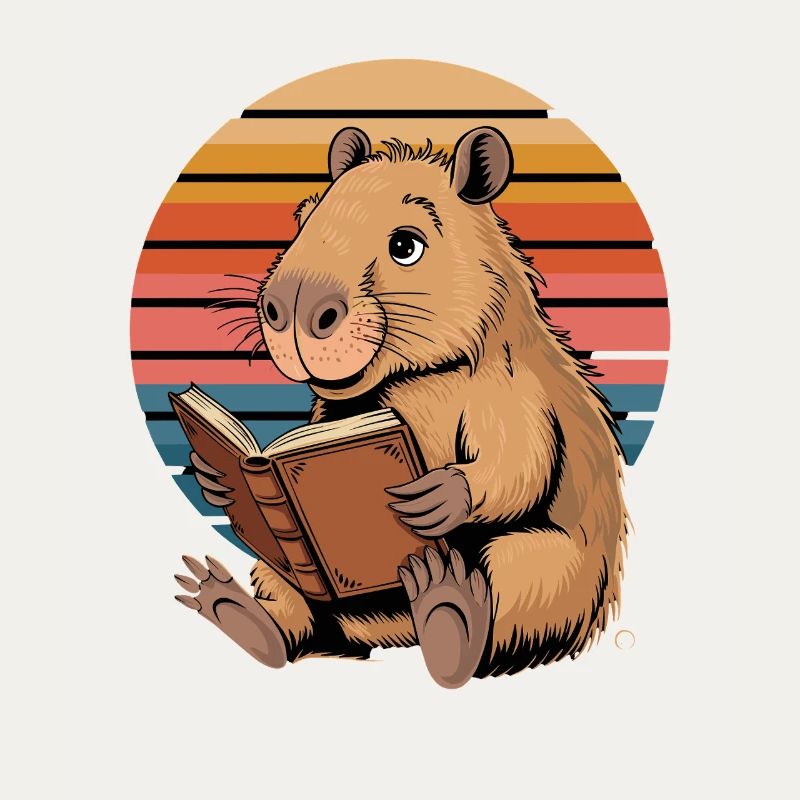 Reading Capybara Retro Sunset for