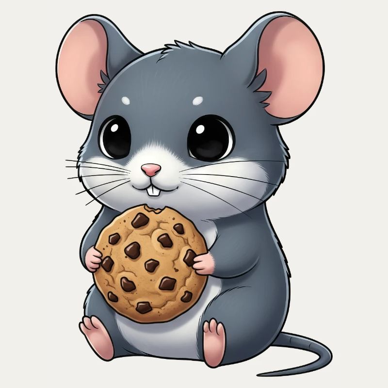 Souris mignonne avec biscuits Cookie Snacking dessin animé