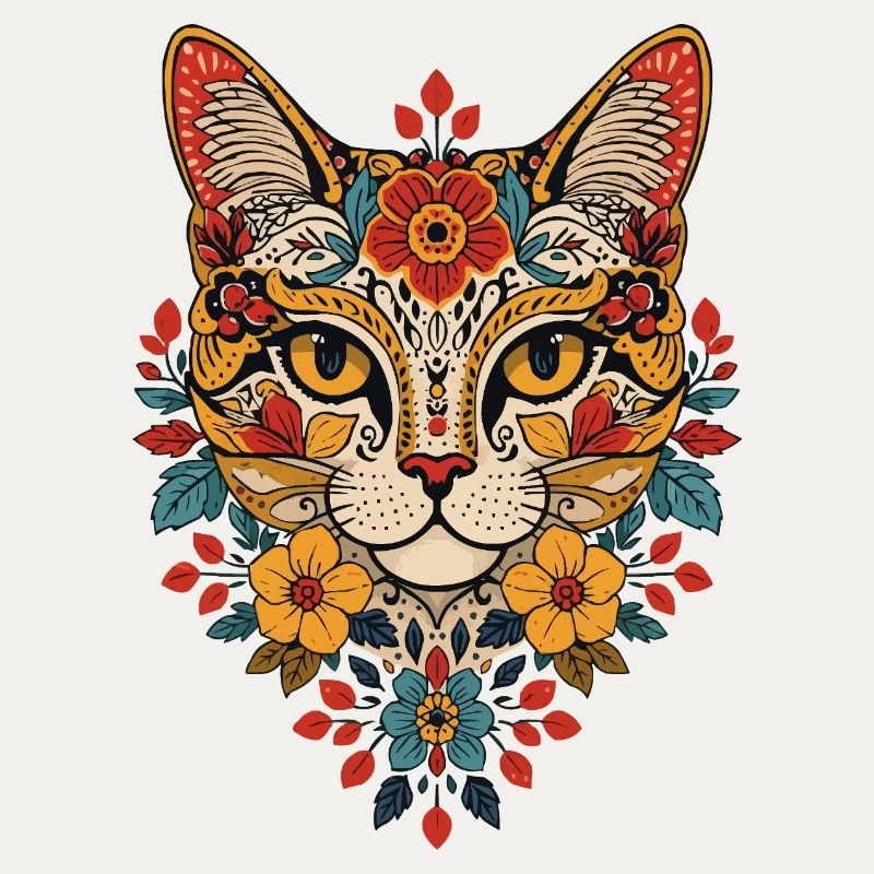 Tête de chat fleurie