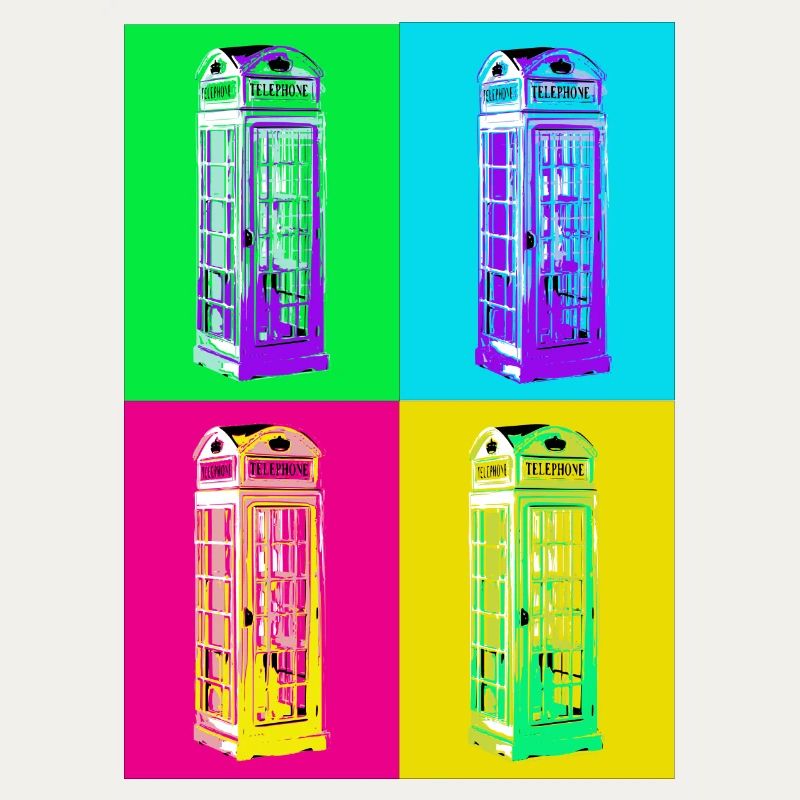 Cabine téléphonique Pop Art multicolore