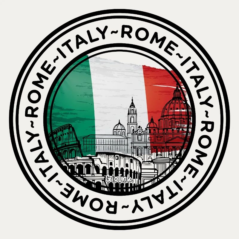 Silhouette de point de repère de l’Italie avec des couleurs de drapeau