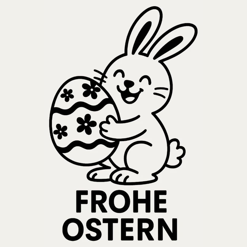 Happy Easter Bunny with Painted Egg