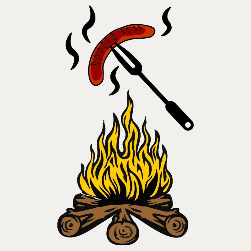Lagerfeuer mit Bratwurst