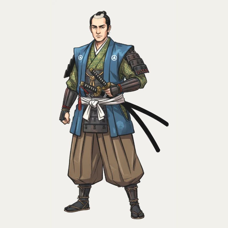 Samouraï Edo en veste bleue