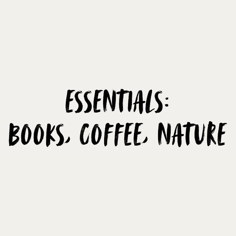 Essentials: books, coffee, nature. Bücher, Kaffee,