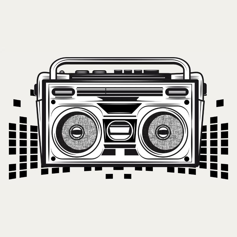 Cassette recorder in 80s stencil look