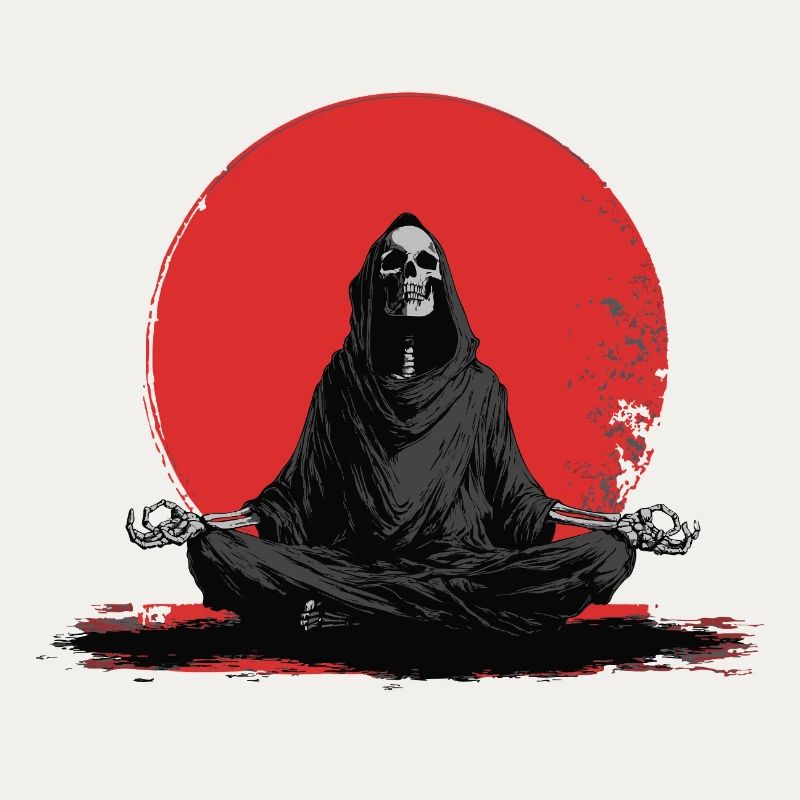 Méditation de la Faucheuse devant le soleil rouge