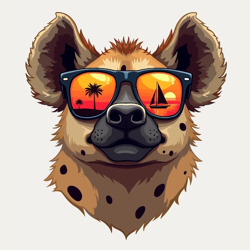 Eine lustige Hyäne mit Sonnenbrille