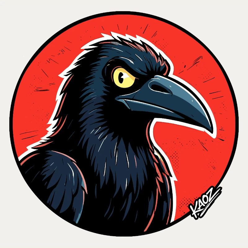 Corbeau noir dans l’orbite rouge