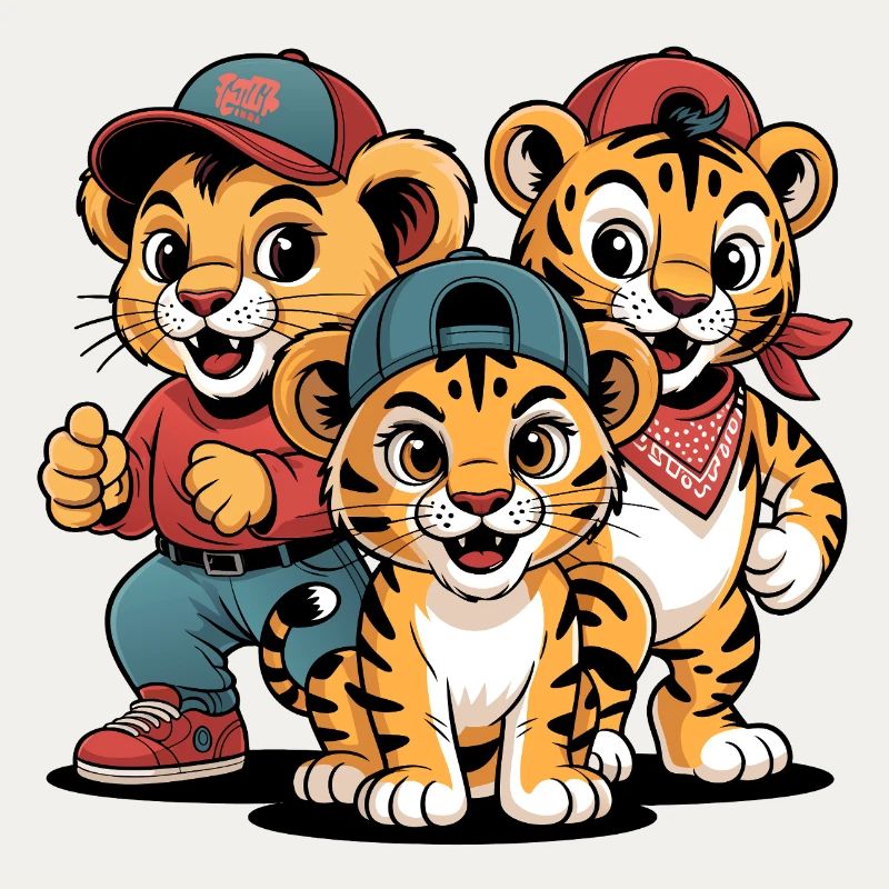 Süße Löwe Tiger Leopard Freunde