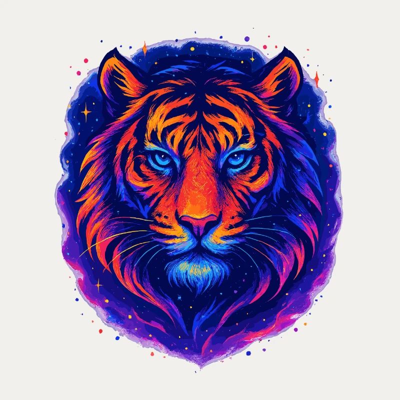 Neon Tiger Kunst Design – Wilder Blick