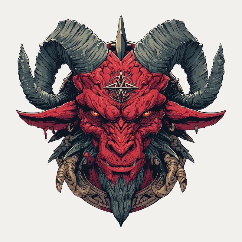 Roter Dämon Gehörntes Wappen