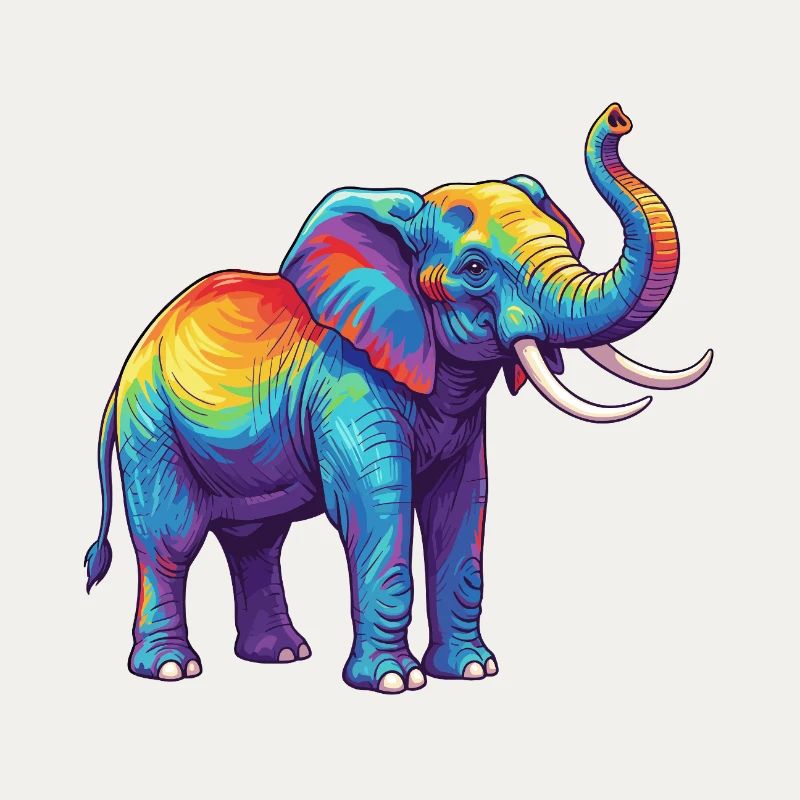 Bunte Elefanten-Regenbogen-Pop-Art-Aquarell