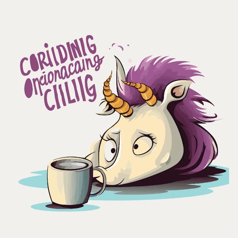 Weinendes Einhorn mit Kaffee-Motiv