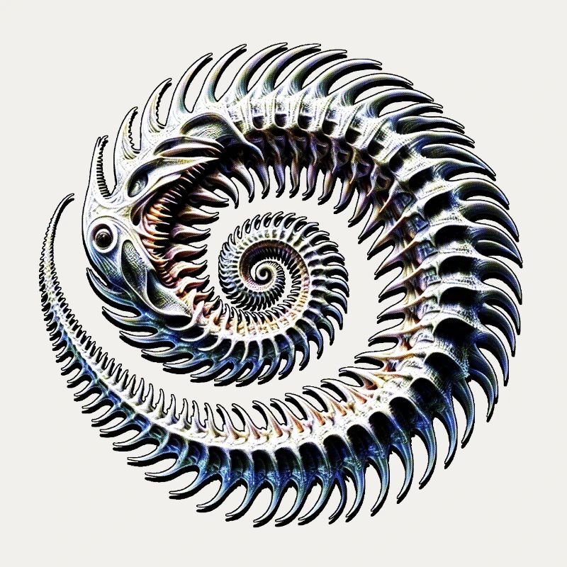 Fantasie Fossil Spirale Knochenfisch Metamorphose