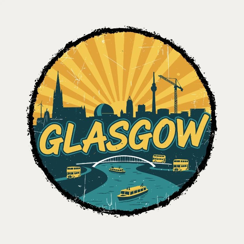 Glasgow City Skyline Retro Vintage-Abzeichen