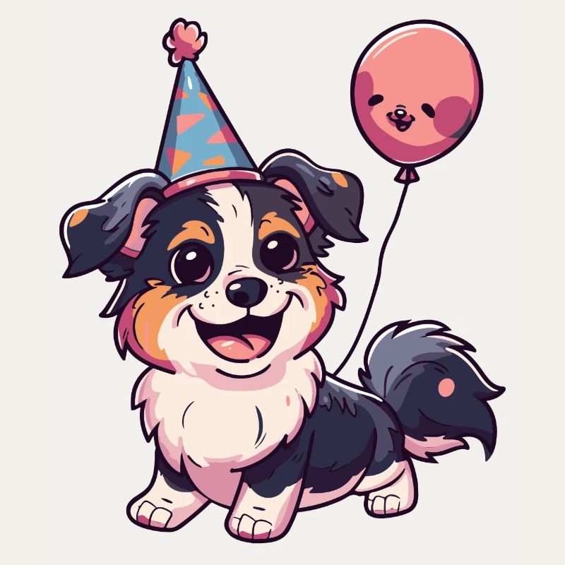 Border Collie Hunde Geburtstag Comic