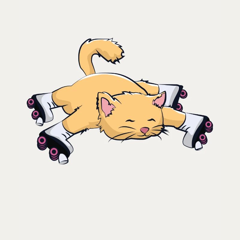Katze mit Rollschuhe