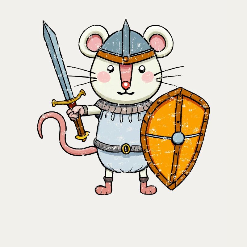 Souris mignonne avec épée et bouclier chevalier