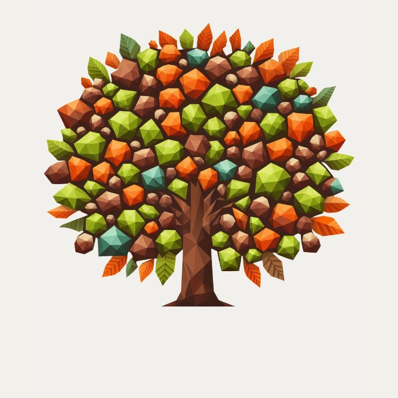 Autumn Elegance: Polygonal Deciduous Tree in