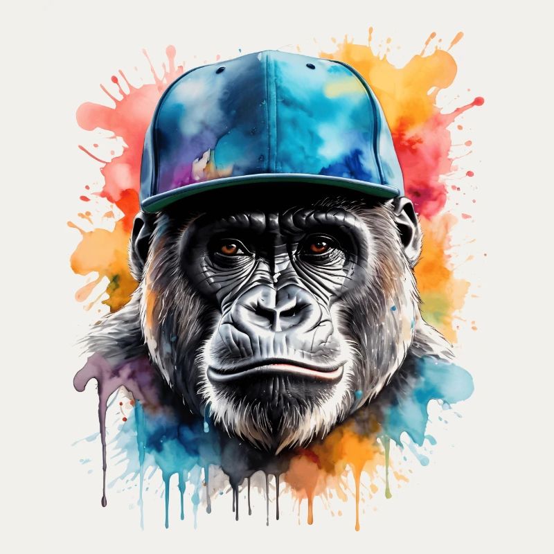 Gorilla Snapback Cap Affe Cool Tier Design Print