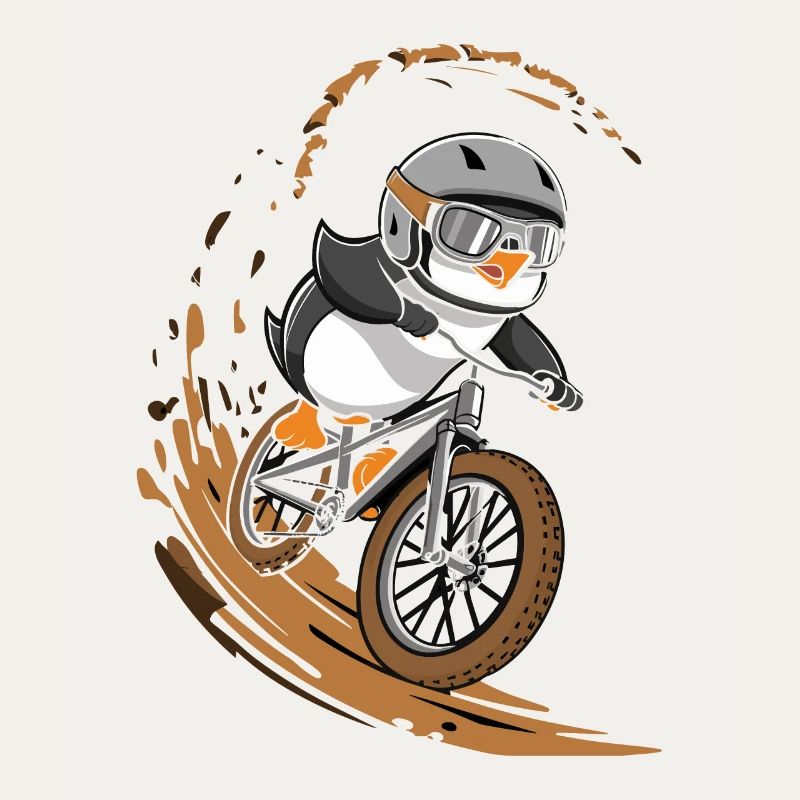 Fahrradfahrender Pinguin Spaß