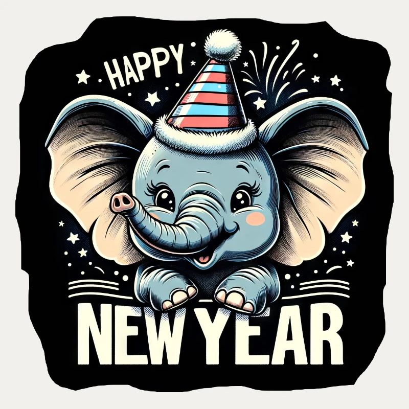 Neujahr Sylvester Elefant Grunge-Feier