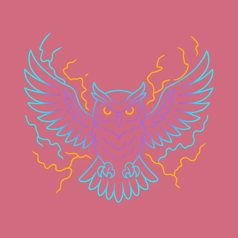 Neon-Eule mit Blitzen