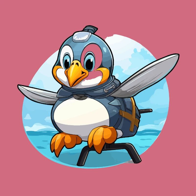 Flugpinguin mit Rucksack