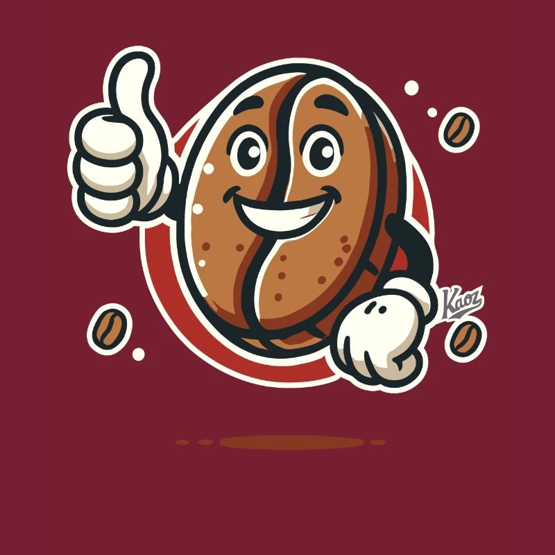 Thumbs up from a cheerful coffee bean