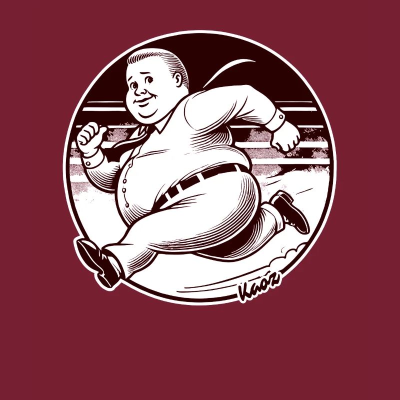 Chubby retro man running