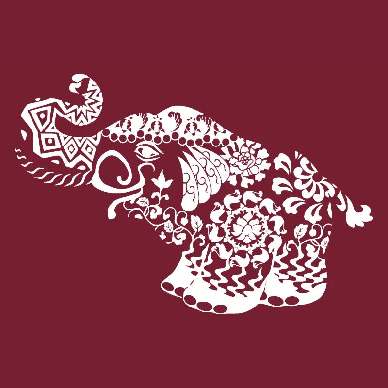 Elefant Blumenranken schwarzweiß Geschenkidee