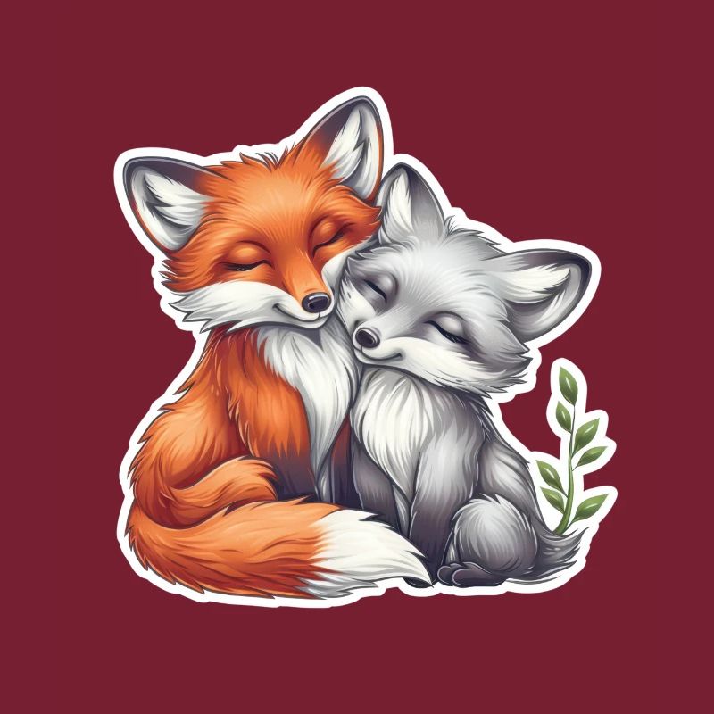 Cute Fox Couple Napping Together